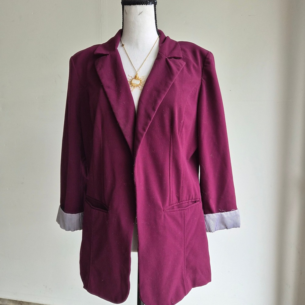 BCX Burgundy Blazer Women XL Dark Academia Preppy Office Siren‎ Business Casual